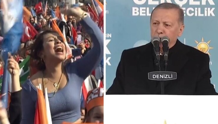 Mitinge damga vuran anlar! Genç kız, attığı sloganla Erdoğan’ın konuşmasını böldü